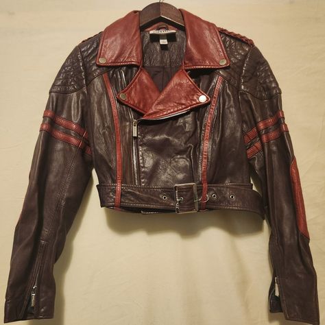 Beautifully Made Vintage John Paul Gautier Cropped Leather Moto Jacket Made For Target In The Early 2000s When Target Collabs Were Must Haves!! Classic Unisex Motorcycle Styling With Belt Sturdy Zippers With Jpgautier Branded Zipper Pulls Soft Lamb Leather, Brown And Reddish Maroon Brown New, Never Worn, No Flaws, Perfect Condition. Size M. Leather Jacket 70s Outfit, Leather Jacket Punk Outfit, Motorcycle Fashion For Women, Cool Leather Jackets, Red And Brown Outfit, Leather Jacket With Patches, Extra Fits, Leather Moto Jacket Outfit, Pinterest Wishlist