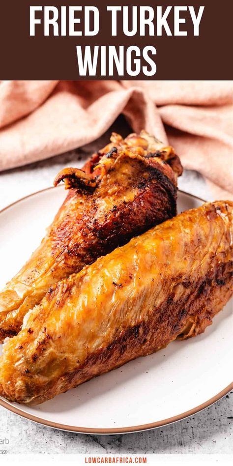 If you're looking for a unique alternative to a traditional Thanksgiving turkey, this recipe will not disappoint. These fried turkey wings promise an explosion of flavor in every crispy, succulent bite, transforming ordinary turkey wings into a deliciously indulgent treat. If you're a fan of tender meat encased in a crunchy, seasoned crust, this dish is the perfect addition to your family dinner rotation. #KetoMeal #KetoTurkeyRecipe #KetoFoods | LowCarbAfrica.com Crispy Turkey Wings, Cajun Fried Turkey Wings, Fried Turkey Injection Recipes, Fried Turkey Legs Recipe, Deep Fried Turkey Wings, Chopped Recipes, Fried Turkey Wings, Fried Turkey Wings Recipe, Air Fryer Turkey Recipes