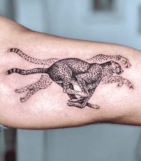 Cheetah Tattoo Design Images (Cheetah Ink Design Ideas) Cheetah Tattoo Design, Cheetah Tattoo, Animal Tattoos For Men, Jaguar Tattoo, Tattoo On Leg, Leopard Tattoos, African Tattoo, Elements Tattoo, Cute Tiny Tattoos