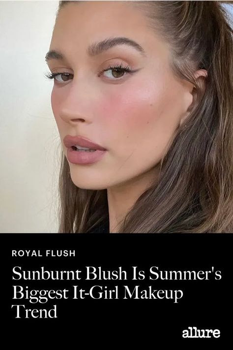 Strong Blush Makeup, Blush Dress Makeup Ideas, Sunburnt Blush Look, Cheek Blush Makeup, How To Wear Blush, How To Use Blush, Sunburnt Makeup Look, Heavy Blush Makeup Looks, Where To Put Blush