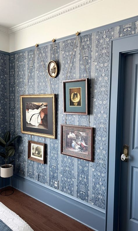 French Vintage Inspired Bedroom with Wallpaper | Our Aesthetic Abode Bedroom Interior Design Wallpaper, Blue Wallpaper Master Room, Room Decor Bedroom Wallpaper, Bathroom Wallpaper French Country, Pretty Wallpaper Bedroom, Antique Wallpaper Room, Bedroom Wallpaper Ideas Aesthetic, Wallpaper House Aesthetic, French Bedroom Modern