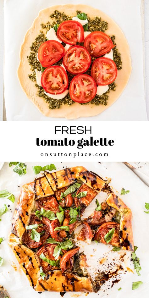 Quiche, Galette Recipe Savory, Tomato Side Dishes, Tomato Galette, Tomato Tart Recipe, Homemade Pie Crust Recipe, Galette Recipe, Meatless Main Dishes, Tomato Tart