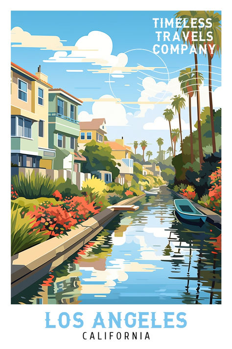 Los Angeles Travel Poster, Travel Elements, California Poster, Los Angeles Travel, Vintage Los Angeles, Journal Travel, California Art, Vintage Travel Poster, Travel Companies