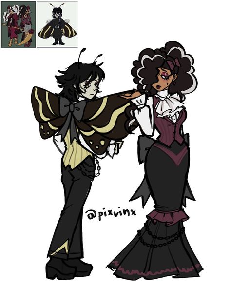 Oc Fashion Ideas, Goth Guy Drawing, Goth Oc Drawing, Bat Oc Drawing, Goth Characters Cartoon, Butterfly Outfit Drawing, Goth Dress Drawing, Butterfly Oc Art, Goth Outfits Drawing