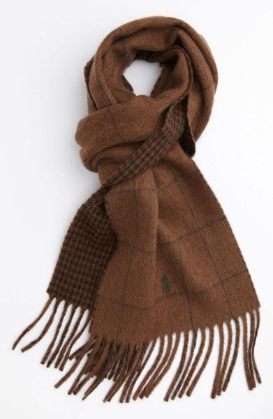 Vintage Ralph Lauren Scarf | Polo Ralph Lauren Windowpane Scarf in Brown for Men (vicuna windowpane ... Men’s Scarf, Men Scarf Style, Men Accessories Aesthetic, Winter Scarf Men, Ralph Lauren Scarf, Scarf Aesthetic, Mens Winter Scarf, Mens Knitted Scarf, Crochet Scarf For Beginners