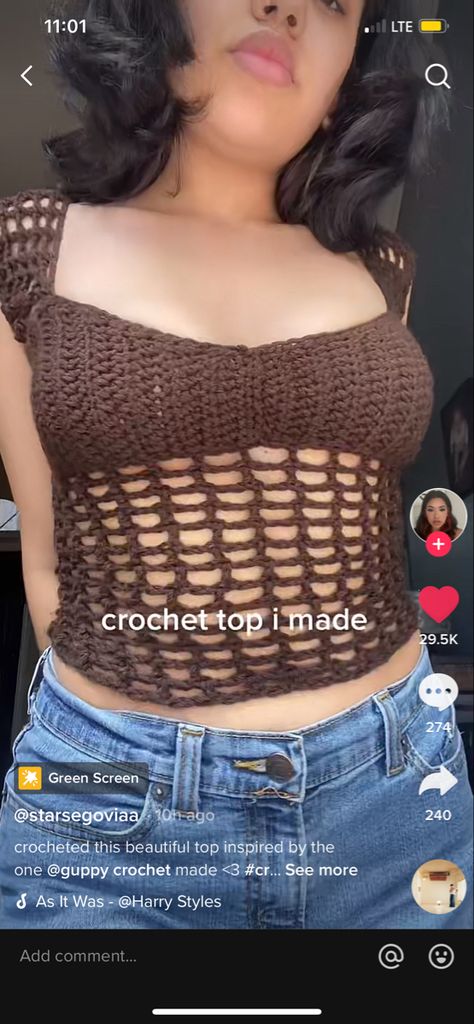 Croshay Tops, Crochet Fairy Top, Crochet Projects Clothes, Croshay Ideas, Crop Top Blouse Designs, Crochet Too, Top Blouse Designs, Long Sleeve Crochet Top, Crochet Cami Top