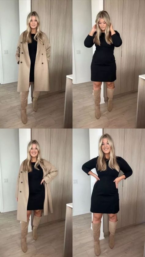 Plus Size Fall Work Outfits, Black Dress Midsize, Office Outfits Women Plus Size, Dress Midsize, Curvy Work Outfit, Curvy Fall Outfits, Autumn Outfits Curvy, Autumn Fashion Curvy, Fall Business Casual Outfits