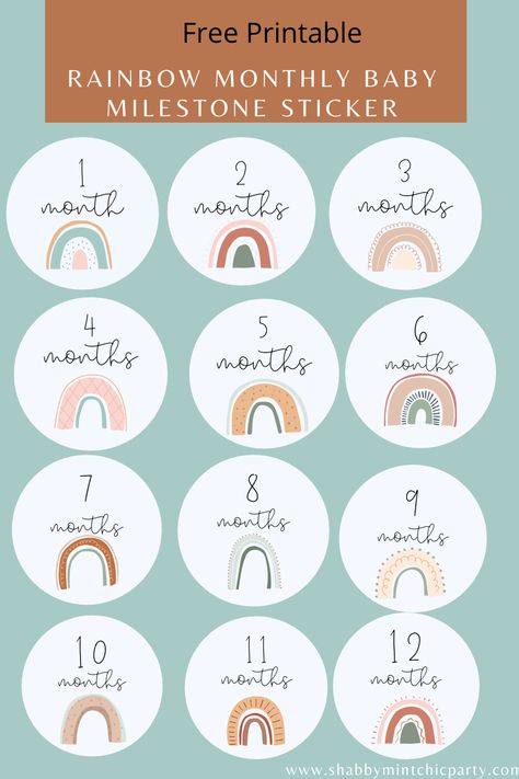 Print out these gender neutral rainbow baby monthly milestone stickers for some adorable pictures of your little ones. Freeze those adorable moments with these baby milestone stickers. Great gift for baby shower or new baby gifts. Pair it with a cute baby bodysuit and shoes. #babyshowergift #babygirlgifts #babyboygifts #christmasgifts #babychristmas #babygifts #milestonecard #milestonestickers #milestonephotos Milestones For Babies, Baby Milestone Chart, Baby Labels, Baby Month Stickers, Monthly Pictures, Sticker Baby, Monthly Baby Photos, Milestone Stickers, Baby Poster