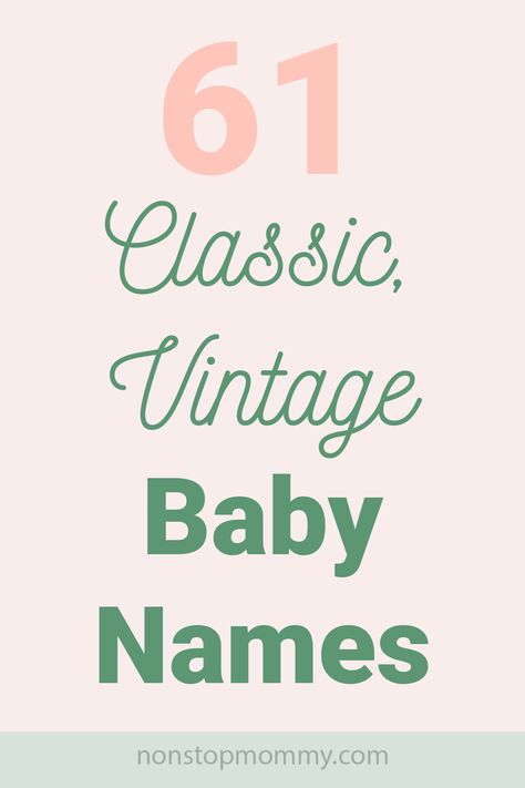 These classic, vitntage baby names are timeless and perfect for your newborn baby boy or girl. Some of these are populaar names while others are rare and uncommon names that you still don't hear frequently. Classic baby names are adorable on babies and grow well into adulthood. Classic Names Vintage, Old English Baby Names, Classy Baby Names, Old Money Baby Names, Polish Baby Names, Twin Names Boy And Girl, Baby Names With Nicknames, Baby Names Traditional