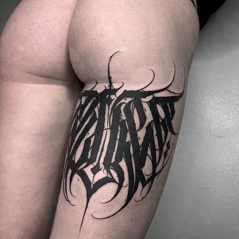 Broken script gang (@broken_script_gang_uk) • Instagram photos and videos Feminine Thigh Tattoos, Emo Tattoos, Earthy Tattoos, Gang Tattoos, Knuckle Tattoos, Bull Tattoos, Pretty Tattoos For Women, Stomach Tattoos, Back Tattoo Women