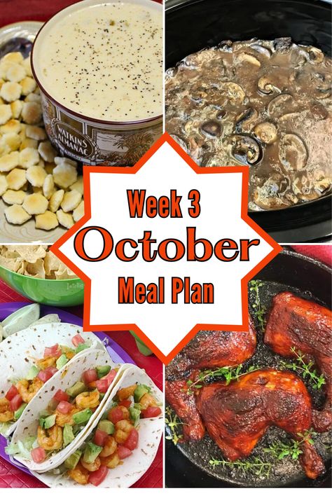 A Weekly meal plan for every week of the year. This is October Weekly Meal Plan for Week 1. Seven days of weeknight dinner recipes with side dishes, desserts and more. October Meal Plan, Meal Plan For Week, Weeknight Dinner Recipes, Meal Plan Week, Weekly Meal Plans, Monthly Meal Planning, One Dish Dinners, Weekly Meal Plan, Weeknight Dinner Recipe