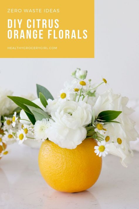 Citrus Orange Florals – Healthy Grocery Girl Grapefruit Centerpiece Ideas, Orange Theme Centerpieces, Citrus Theme Backdrop, Orange Theme Party Decorations, Orange Fruit Decoration Ideas, Orange Party Ideas, Citrus Floral Arrangement, Orange Theme Party, Citrus Decorations