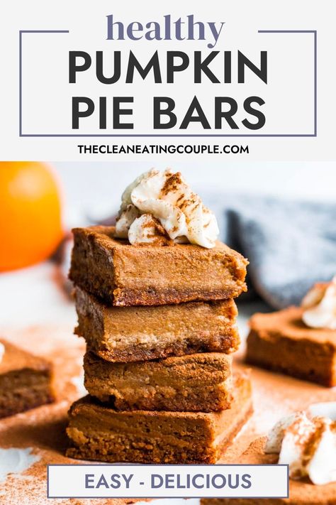 Healthy Pumpkin Pie Bars are the best healthy pumpkin dessert! Just like classic pumpkin pie, in a bar! Paleo, gluten free and dairy free. Gluten Free Pumpkin Pie Bars, Paleo Pumpkin Dessert, Healthy Pumpkin Pie Bars, Vegan Pumpkin Pie Bars, Paleo Pumpkin Pie Bars, Healthy Pumpkin Bars, Healthy Pumpkin Cheesecake, Healthy Pumpkin Recipes, Gluten Free Pumpkin Bars