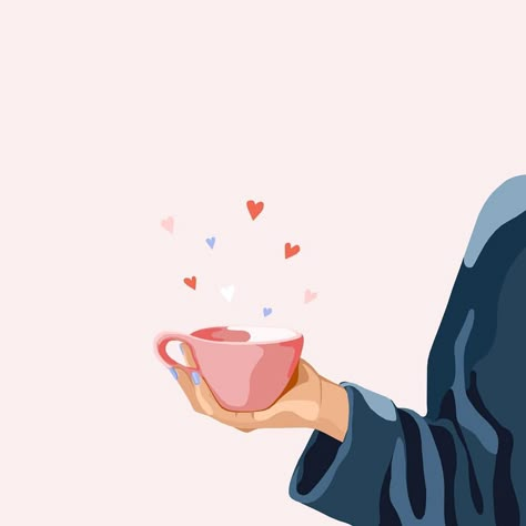 Coffee Illustration, Contour Drawing, Art And Illustration, Drawing Tutorials, Girly Art, Coffee Art, الرسومات اللطيفة, Cute Illustration, Line Drawing