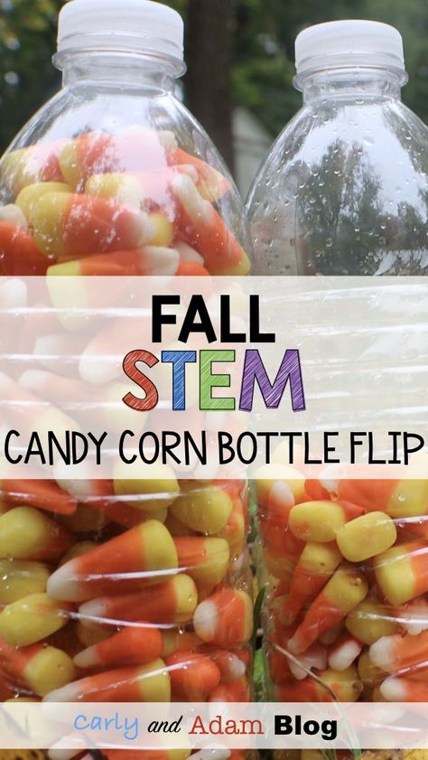 Bottle Flipping STEM For All Seasons Fall Stem Challenges, Halloween Science Activities, Fall Stem Activities, Simple Stem Activities, Thanksgiving Stem, Elementary Stem Activities, Fall Science, Halloween Stem, Bottle Flip