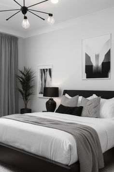 #BEAUTY, #RELATIONSHIPS #Fashion #Animals #Outfits #Winter Outfits #Animals White Bedroom Black Accessories, Black And White Bedroom Inspirations, Simple Room Setup, Bedroom White Headboard, Bedroom Ideas White Walls, Gray Bedroom Modern, White Bedding Bedroom, Bedroom With Black Furniture, Black Furniture Bedroom