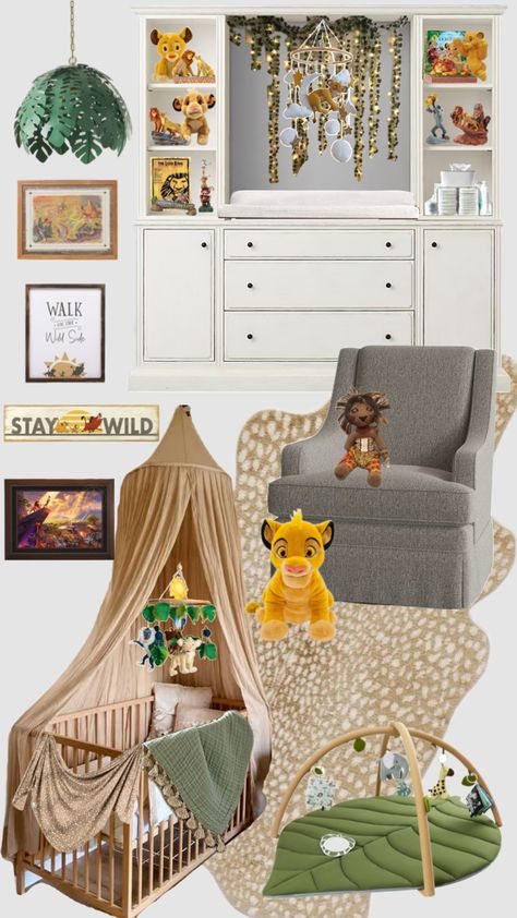 Lion King Nursery #disneylionking #disney #simba #thelionking #lionkingnursery #nurseryinspo #nursery The Lion King Nursery, Lion King Baby Nursery, Lion King Nursery Ideas, Disney Nursery Themes, Nursery Moodboard, Disney Baby Nurseries, Lion King Nursery, Disney Themed Nursery, Nursery Color Scheme