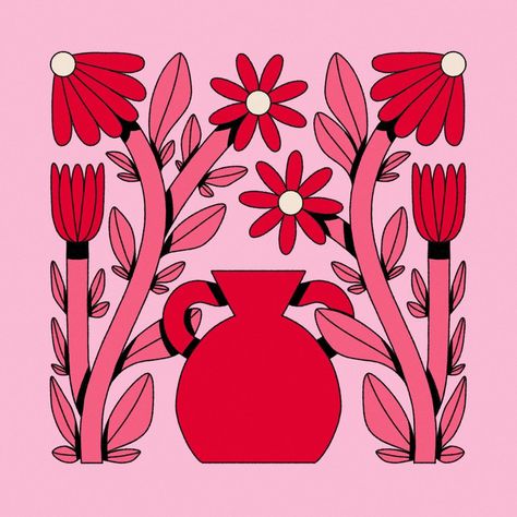 Not in a vase 🌺 . . . #illustration #digitalillustration #flowerillustration #flowerdrawing #drawing #flower #vase Flower Vase Illustration, Illustration Vase, Vase Inspiration, Vase Drawing, Vase Illustration, Botanical Book, Collage Ideas, Boho Flowers, Digital Illustrations