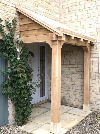 Made in Oak Porches - madeinoak.com Side Porch Entrance Ideas, Flat Porch Roof Ideas, Flat Roof Porch Entrance, Covered Entryway Exterior, Side Entrance Ideas Exterior, Lean To Porch, Corner Porch, Oak Porch, Front Porch Ideas Uk