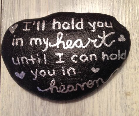 HEART HEAVEN Memory Rocks Ideas, Painted Rock For Grave, Rock Painting Ideas For Grave, In Memory Painted Rocks, Memorial Rock Painting Ideas, Grave Stones Ideas, Memorial Rocks Painted, Memorial Stones Diy, Memorial Rocks