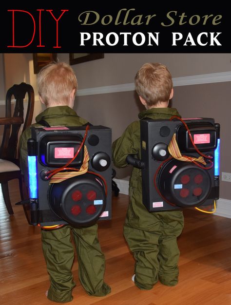 DIY Dollar Store Proton Pack and Ghostbusters Halloween Costume for Toddler Twins Ghost Costume Kids, Ghostbusters Birthday Party, Ghostbusters Proton Pack, Superhero Halloween Costumes, Ghostbusters Party, Ghostbusters Costume, Superhero Halloween, Proton Pack, Image Halloween