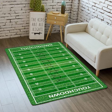 PRICES MAY VARY. 【Size】Displaying rug is max size, please choose the correct size after you measure the area. We offer custom made service, you can send us the size and your own design. 【Function】This rug is designed for indoor/outdoor high traffic areas of your home such as living room, bedroom, bathroom, dining room, kitchen, laundry, kids room, gaming room, front door, sitting room, play room, dorm, hallway, entryway, garage, door mat, aisle, backyard. 【Fabric】Made of durable and sturdy polye Green Throw Rug, Football Rugs, Dorm Hallway, Large Door Mats, Football Bedroom, Room Gaming, Cave Basement, Sport Theme, Touch Down