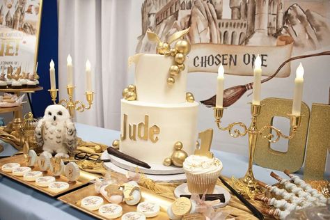 The Chosen ONE - Jude is One! | CatchMyParty.com Harry Potter Baby Birthday, Harry Potter Birthday Party Ideas, Harry Potter Bday, Gender Reveal Party Theme, Star Shower, Birthday Babe, Harry Potter Birthday Party, Gender Reveals, First Birthday Party Themes