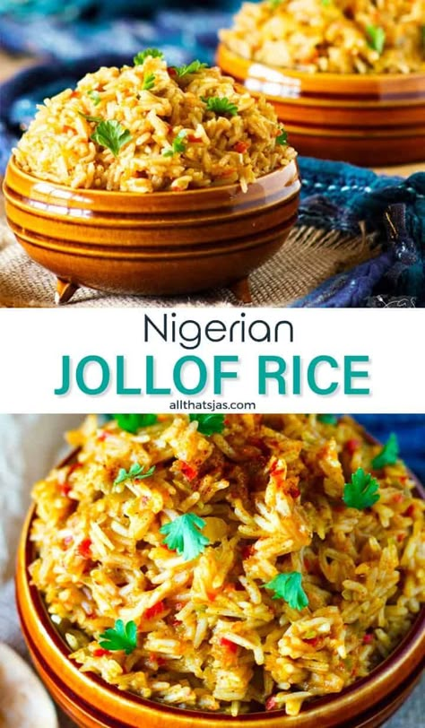 Nigerian Jollof Rice, African Recipes Nigerian Food, West African Food, Nigerian Recipes, African Cooking, Jollof Rice, Rice Side Dishes, African Recipes, Nigerian Food