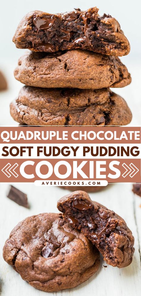 Soft Fudge, Fudge Pudding, Chocolate Pudding Cookies, Frozen Pudding, Pudding Cookies Recipes, Chocolate Chip Pudding, Chocolate Chip Pudding Cookies, Averie Cooks, Sugar Free Pudding