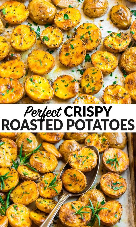 Best Oven Roasted Potatoes, Roasted Golden Potatoes, Golden Potato Recipes, Crispy Oven Roasted Potatoes, Seasoned Roasted Potatoes, Oven Roasted Potatoes Easy, Crock Pot Baked Potatoes, Roasted Potatoes And Carrots, Potatoes Easy