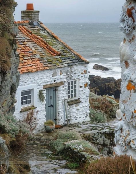 New England Seaside Cottage, Scottish Cottage Exterior, Rustic Seaside Cottage, Nova Scotia House, Cottage By The Beach, New England Aesthetic Home, Seaside House Exterior, English Seaside Cottage, Seaside Cottage Exterior