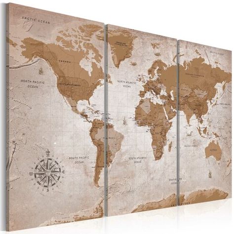 'Vintage Map: Oriental Travels' Graphic Art Multi-Piece Image on Wrapped Canvas East Urban Home Size: 80 cm H  x  120 cm W Beige Color Scheme, World Map Art, World Map Canvas, Art Carte, Map Canvas, Canvas Wall Decor, Vintage Map, Hanging Art, Banksy