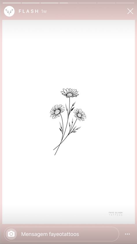 Daisy Drawing Simple Tattoo, Small Daisy Bouquet Tattoo, Marguerite Daisy Tattoo, Three Daisies Tattoo, Daisy With Stem Tattoo, Three Daisy Tattoo, Daysie Flower Tattoo, 3 Daisy Tattoo, Chamomile Tattoo Minimalist