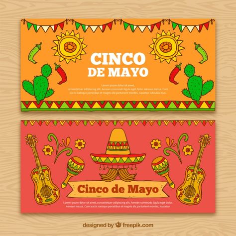 Hand drawn mexican element banners Free Vector Cute Banner, Cute Banners, Vector Hand, Vector Photo, Graphic Resources, Banners, Hand Drawn, Vector Free, How To Draw Hands