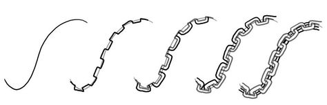 Tips from Jesse Hamm on Twitter: "The quick'n'dirty chain drawing technique. http://t.co/r0TC7nlR8F" Kurapika Chains Drawing, How To Draw Thorns, Chains Reference Drawing, Drawing Chains, How To Draw Chains, Chain Drawing, Draw Tutorial, Necklace Drawing, Arte Doodle