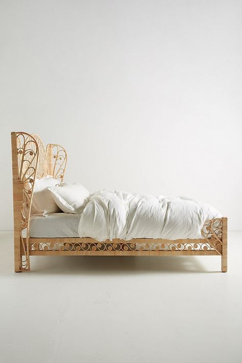 Kinsella Rattan Bed | Anthropologie UK King Size Mattress Dimensions, Unique Bed Frames, Bamboo Bed, Boho Lounge, Rattan Bed, Handmade Bed, Bamboo Bedding, King Size Bed Frame, King Bed Frame