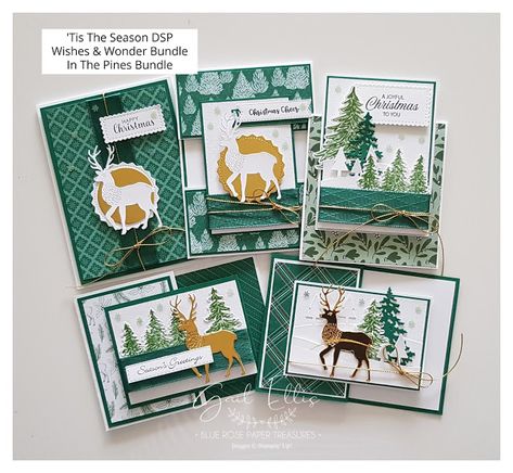 'Tis The Season Cards Stampin Up Wishes And Wonder, Reindeer Cards, Deer Cards, Christmas Season Greetings, Reindeer Card, Rose Paper, Fancy Fold Card Tutorials, Simple Christmas Cards, Simple Birthday Cards