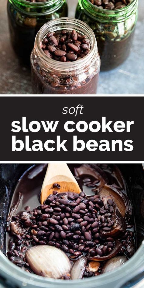 Homemade black beans that are as soft as canned beans! These Slow Cooker Black Beans are easy, inexpensive, and better for you than canned. They freeze well so you’ll always have beans on hand. #slowcooker #crockpot #blackbeans #beans Homemade Black Beans, Cook Dry Beans, Cook Beans, Beans In Crockpot, Slow Cooker Black Beans, Dried Black Beans, Dry Beans, How To Cook Beans, Summer Meals