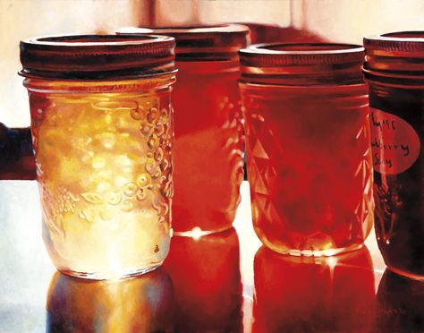 Jelly Shelf, 1999 | Art Canada Institute Christopher Pratt, Mary Pratt, Canadian Painters, Jelly Jars, Painted Jars, Truro, Canadian Art, Canadian Artists, Print Artist