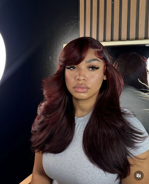 Dark Burgundy Hair Black Women, Dark Red Hair Black Women, Hair Palette, Pretty Wigs, Deep Red Hair, Fall Instagram, Wine Red Hair, Frontal Wig Hairstyles, Face Beat