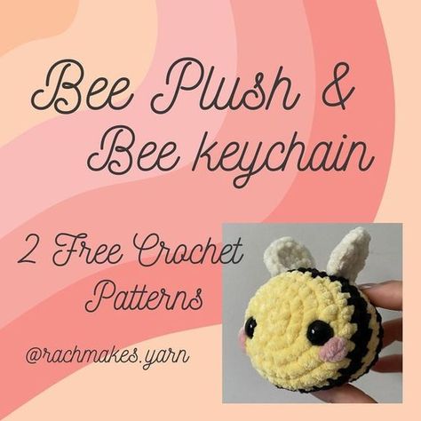 Crochet Mini Bee Pattern, No Sew Bee Crochet, Mini Bee Amigurumi Free Pattern, Bee Keychain Crochet Pattern, Crochet Chunky Bee Pattern Free, Crochet Tiny Bee, Mini Amigurumi Keychain, Tiny Bee Crochet Pattern, Crochet Free Pdf Pattern