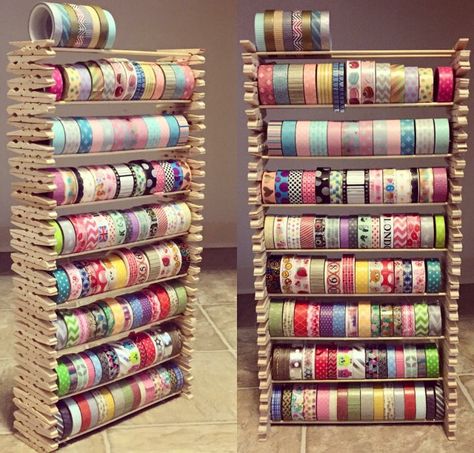 Washi Storage, Washi Tape Storage, Washi Tape Ideas, Tape Storage, Ribbon Storage, Washi Tape Crafts, Dream Craft Room, Washi Tape Diy, Scrapbook Room