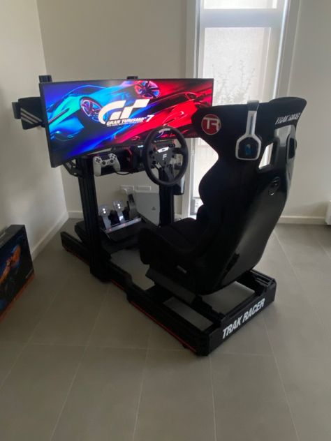 This is my trakracer tr120 with fanatic dd1 and v3 pedals with the clubsport steering wheel and the Samsung g9 curved monitor Steering Wheel Setup Gaming, Steering Wheel Gaming Setup, Gaming Wheel Setup, Curved Monitor, Small Game Rooms, Basement Games, Driving Simulator, F1 Wallpaper Hd, Home Studio Setup