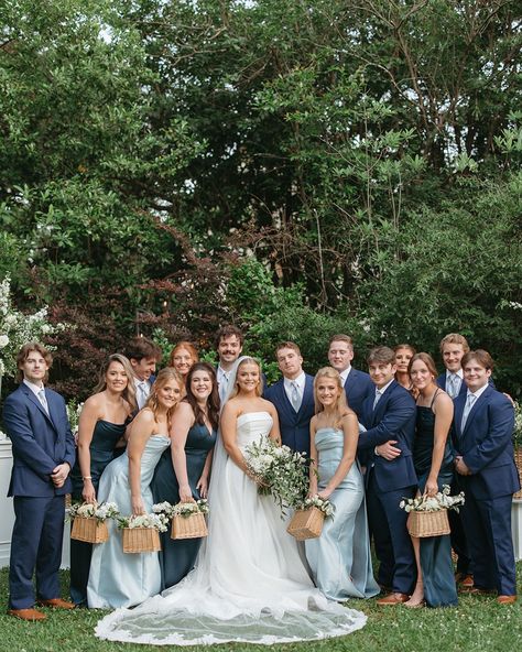 The bridal Ｐ�ａｒｔｙ 🍾 And still not over these bridesmaids carrying baskets. 🤍 Happy Friday! @taylormillsphoto @meggybru @fairfield_place Light Blue Bridal Party, Light Blue Wedding Party, Bridal Party Blue, Blue Bridal Party, Blue Wedding Party, Bridal Party Color Schemes, Bridal Parties Colors, Bridal Party Outfit, 2025 Wedding