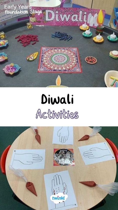 Celebrate Diwali Festival of Light with these lovely activities. Click on the pin for more! Diwali Ideas Eyfs, Diwali Play Ideas, Deepavali Activities For Preschoolers, Diwali Nursery Activities, Diwali Role Play Eyfs, Diwali Ks1 Activities, Celebration Activities For Preschoolers, Diwali Children Activities, Diwali Early Years Activities