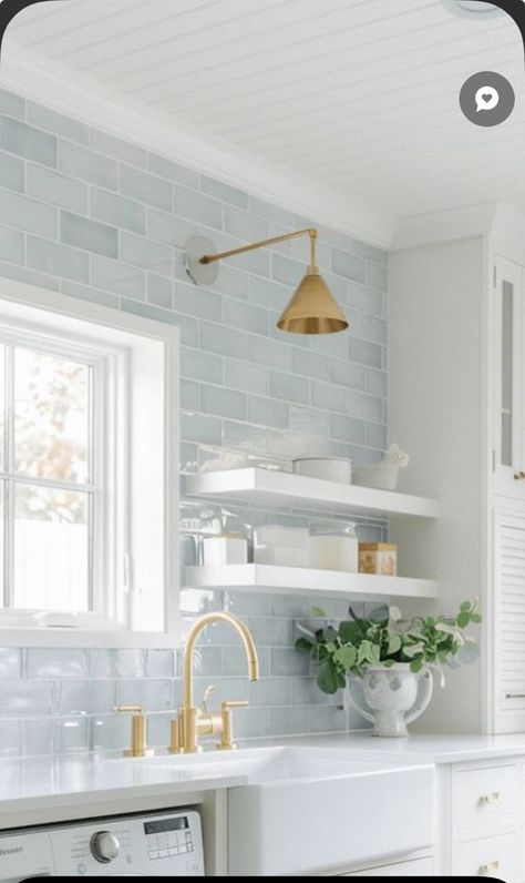 Beachy Kitchen Backsplash, Light Blue Backsplash Kitchen, Modern Coastal Kitchen Design, Beachy Backsplash, Coastal Kitchen Backsplash Ideas, Coastal Backsplash, Coastal Kitchen Backsplash, Beachy Kitchens, Modern Coastal Kitchen