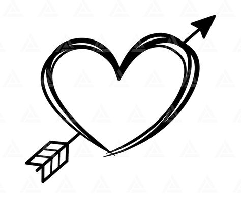 Hand Drawn Heart, Love Arrow, Arrow Heart, Drawn Heart, Arrow Svg, Arrow Drawing, Cupid Love, Tattoo Signs, Witchy Wallpaper