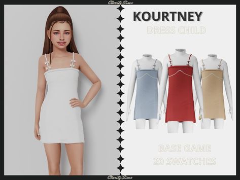 Kourtney - Dress Child | Patreon Clarity Sims, Ts4 Patreon, Sims 4 Child Cc, Sims 4 Kids Cc, Sims Baby, Sims 4 Cc Kids Clothing, Play Sims 4, Sims 4 Cas Mods, Sims 4 Children