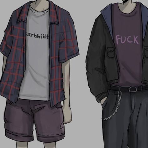 How To Draw Outfits Male, Aesthetic Clothes Drawing Male, Outfits For Guys Drawing, Oc Clothing Ideas Male Casual, Anime Men Clothes Design, Cool Clothes Drawing Male, Art Reference Clothes Male, Clothe Drawing Reference Male, Cool Outfits For Men Drawing