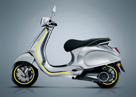 Vespa Elettrica Electric Scooter Is Now Available To Buy Side View Electric Vespa, Two Wheel Scooter, Electric Moped, Scooter Bike, Vespa Scooters, E Scooter, Motorcycle Design, Mobility Scooter, Electric Motorcycle